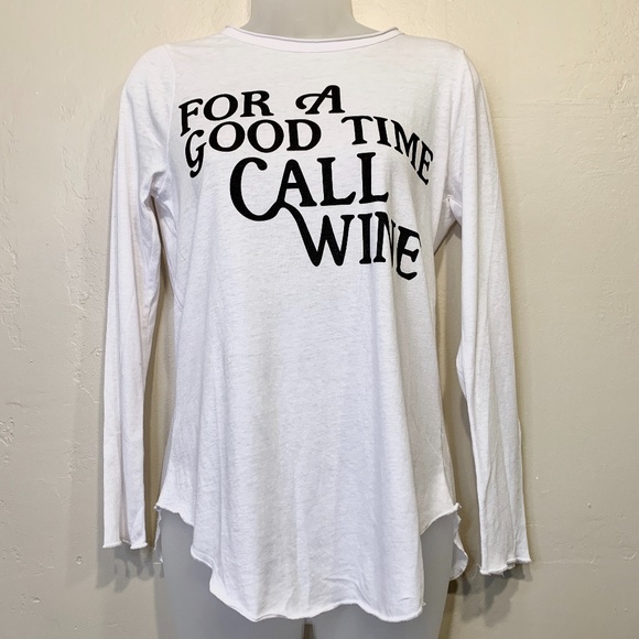 CHASER | “NWT For A Good Time Call Wine” Spellout Long Sleeve Raglan Tee Shirt - Picture 2 of 8
